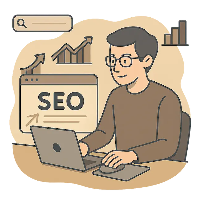 Ilustracion de Consultor SEO Freelance en Lanzarote optimizando estrategias de posicionamiento web