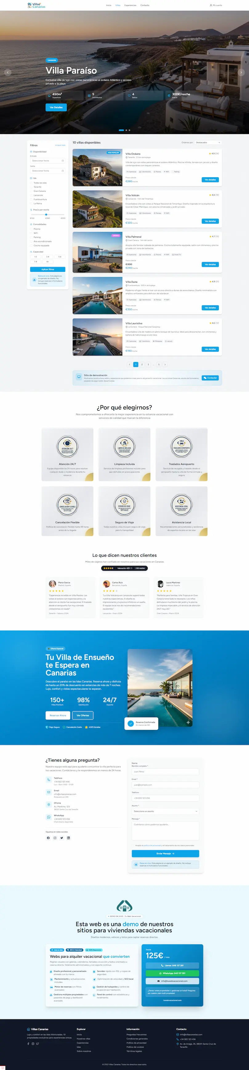 Captura de la demo Villas Canarias