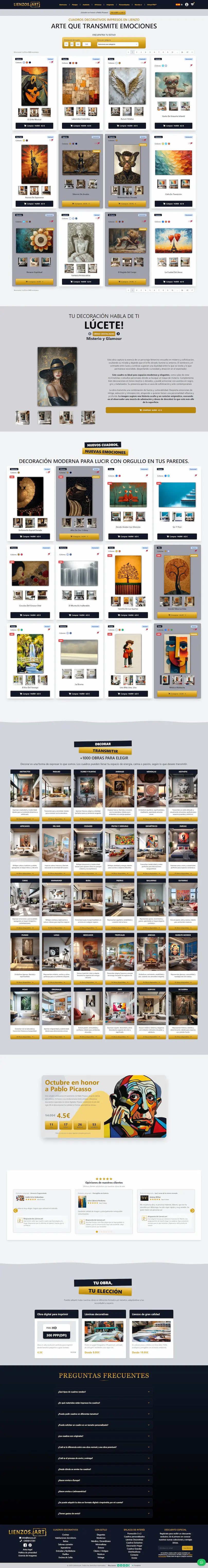 Captura de la tienda online Lienzos.art