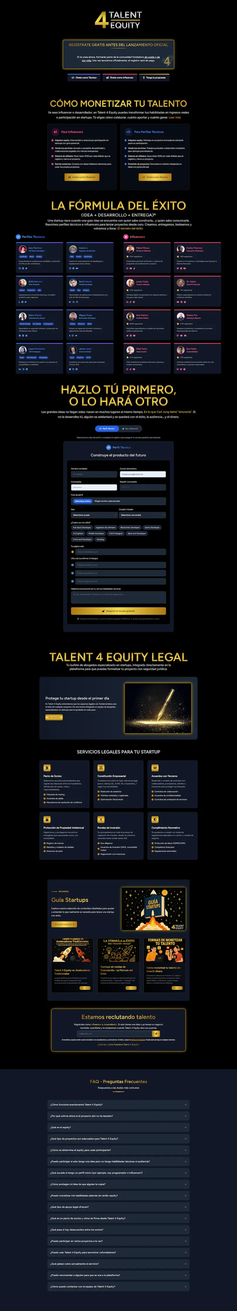 Captura del proyecto Talent 4 Equity