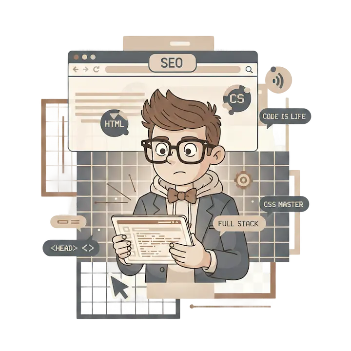 Ilustración de diseñador web profesional trabajando en el desarrollo y diseño de páginas web modernas