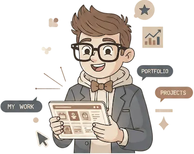 Ilustración de diseñador web profesional para mostrar su portfolio
